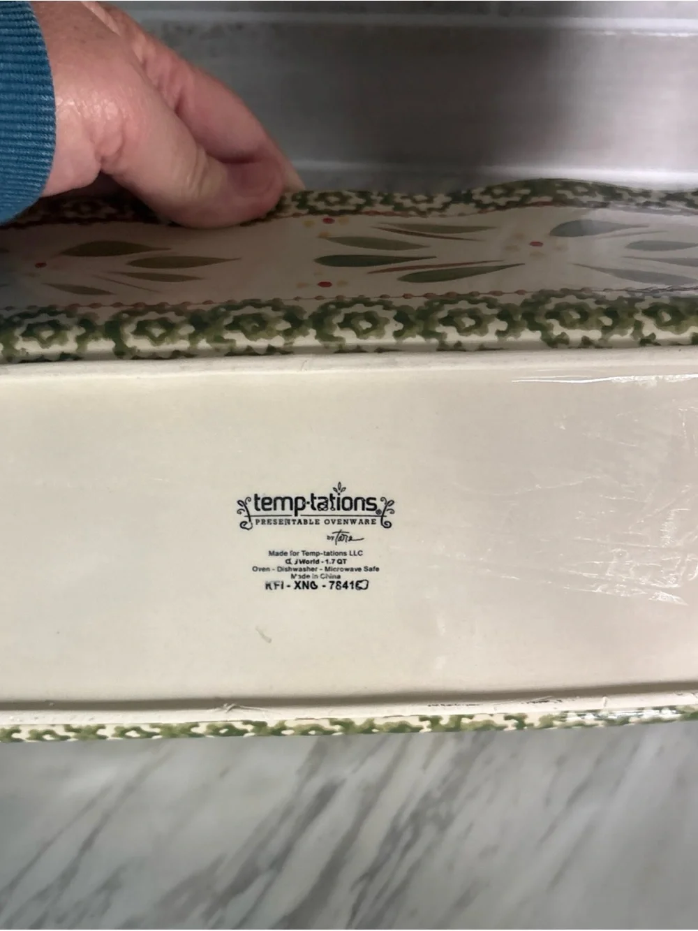 Temptations Old World Green - 1.7 Qt. Loaf Baking Pan W/Metal Serving Rack
